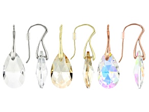 Multi-Color Crystal Tri- Color Set of 3 Drop Earrings