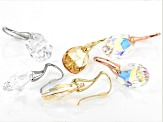 Multi-Color Crystal Tri- Color Set of 3 Drop Earrings