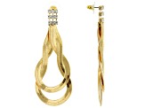 White Crystal Gold Tone Dangle Earrings