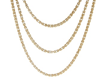 Picture of White Crystal Gold Tone Triple Strand Graduated Byzantine Necklace