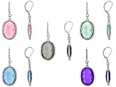 Multi-color Crystal Silver Tone Earring Set of 5
