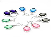 Multi-color Crystal Silver Tone Earring Set of 5