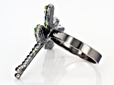 Off Park ® Collection Green Crystal Gunmetal Dragonfly Ring