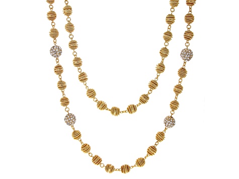 Gold Tone Clear Crystal Station Convertible Necklace - OPC941 | JTV.com