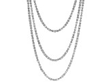 White Crystal Silver Tone Byzantine Three Row Convertible Necklace