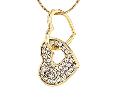 Crystal Shiny Gold Tone Heart Pendant With Chain - OPC970 - Vimarsana News
