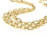 Gold Tone White Crystal Pave Multi Strand Removable Necklace