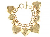 Gold Tone Heart Charm Bracelet
