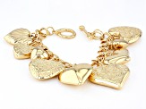 Gold Tone Heart Charm Bracelet