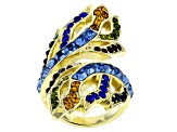 Gold Tone Multi Color Crystal Ring