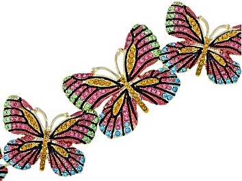 Picture of Multicolor Crystal Gold Tone Butterfly Bracelet
