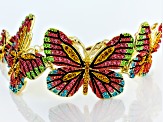 Multicolor Crystal Gold Tone Butterfly Bracelet