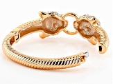 White Crystal Multicolor Enamel Gold Tone Jaguar Bracelet