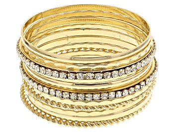 Picture of White Crystal Gold Tone Bangle Set Of 12
