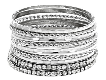 Picture of White Crystal Silver Tone Bangle Set Of 12
