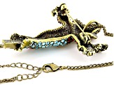 Multicolor Crystal Yellow Enamel Antiqued Gold Tone Scarecrow Pin/Pendant With Chain