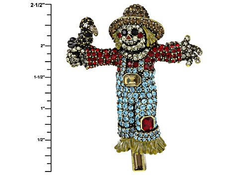 JTV Vintage scarecrow PIN/PENDANT Brooch Off Park shops Red Blue enamel and rhinestone