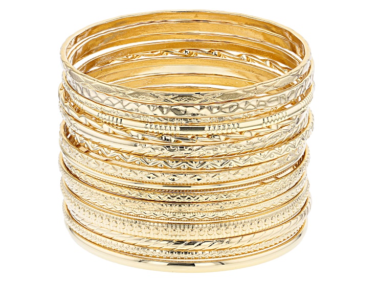Gold Tone Bangle Set Of 17 OPJ1295Y JTV