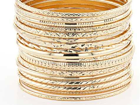 Gold Tone Bangle Set Of 17 - OPJ1295Y | JTV.com