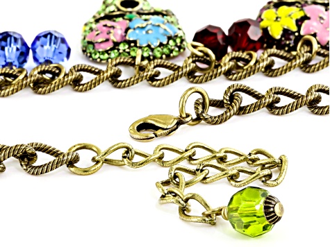 Multicolor Crystal Multicolor Enamel Antiqued Gold Tone Day