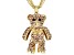 Off Park ® Collection Black & Peach Crystal Gold Tone Teddy Bear Pendant & 18" Triple Strand Chain