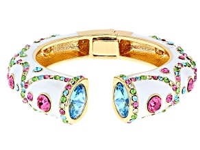 Multicolor Crystal Gold Tone Bangle Cuff