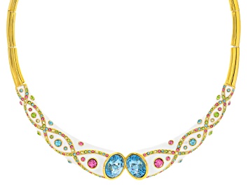 Picture of Multicolor Crystal White Enamel Gold Tone Necklace