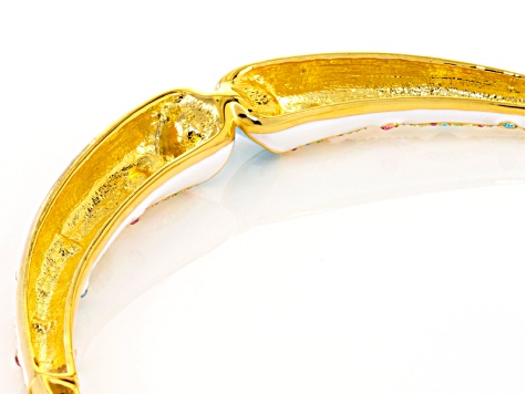 Multicolor Crystal White Enamel Gold Tone Necklace - OPJ556N