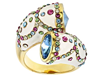 Picture of Multicolor Crystal Gold Tone Bypass Ring