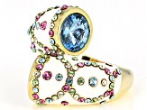 Multicolor Crystal Gold Tone Bypass Ring