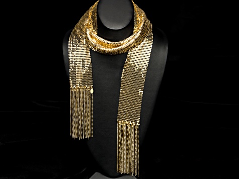 Gold Tone Mesh Shawl Necklace
