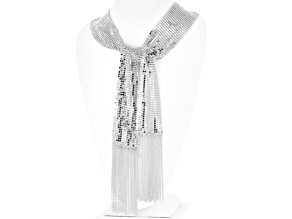 Silver Tone Mesh Shawl Necklace