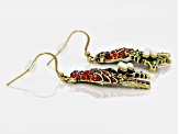 Multicolor Crystal Pearl Simulant Antiqued Gold Tone Cardinal Earrings