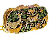 Multicolor Crystal Enamel Gold Tone Jungle Themed Clutch