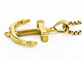 Gold Tone Men's Anchor Pendant With 27.5" Chain