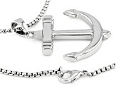 Silver Tone Mens Anchor Pendant With 27.5" Chain