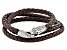 Green Crystal, Silver Tone And Brown Leather Mens Coiled Snake Bracelet