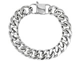 Silver Tone Mens Curb Link Chain Bracelet