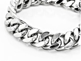Silver Tone Mens Curb Link Chain Bracelet
