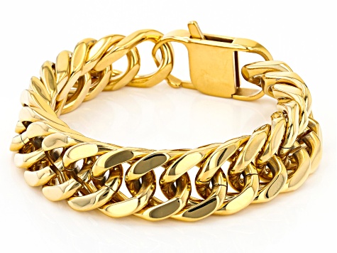 Gold Tone Curb Link Chain Bracelet