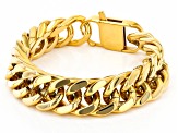 Gold Tone Curb Link Chain Bracelet