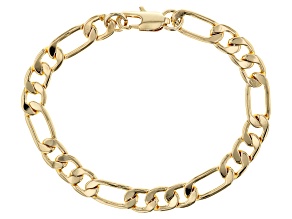 Gold Tone Curb And Oval Link Mens Chain Bracelet