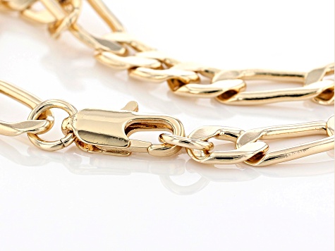 Gold Tone Curb And Oval Link Mens Chain Bracelet