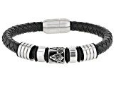 Silver Tone And Leather Mens Mason's Bracelet