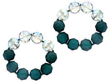 Picture of Emerald Green Bead Stretch Bracelet Set of Two