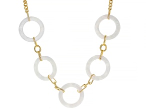 White Resin Gold Tone Station Necklace