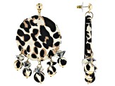 Leopard Print Fabric Gold Tone Earrings