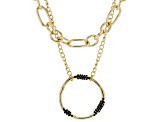 Gold Tone, Black Crystal Multi-Chain Necklace