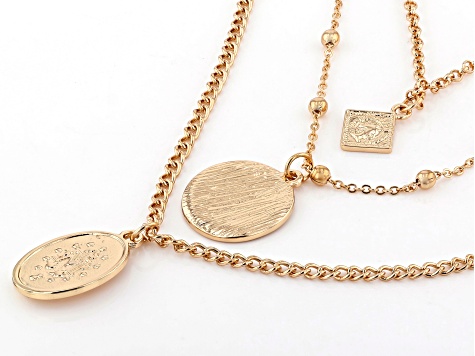 Gold Tone Layered Necklace - OPW122 | JTV.com