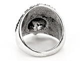 Crystal Skull Silver Tone Oxidized Mens Ring